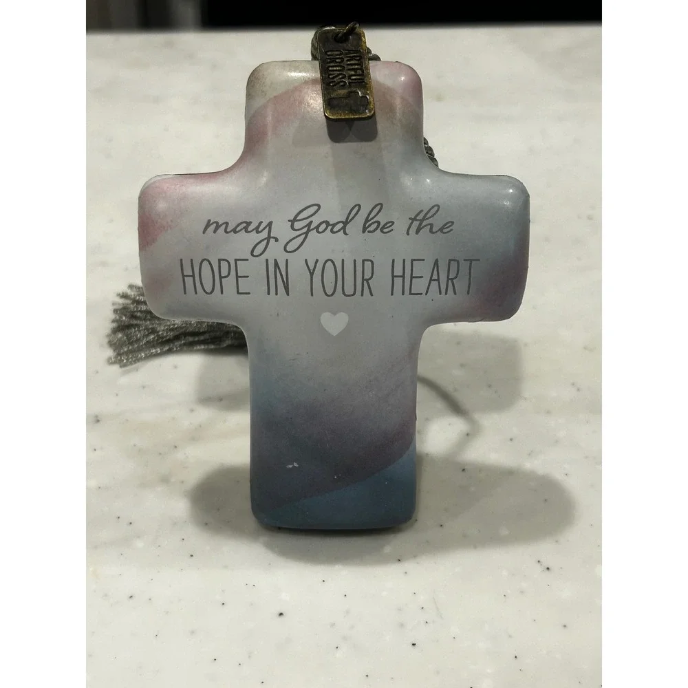 DEMDACO Artful Cross Hope In Your Heart Watercolor Keepsake with Key & Tassel